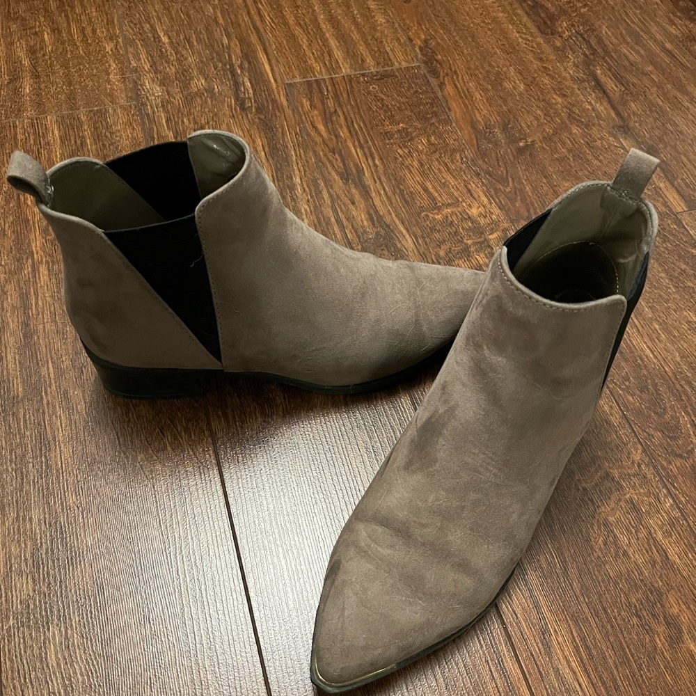 Brown ankle booties with metal detail